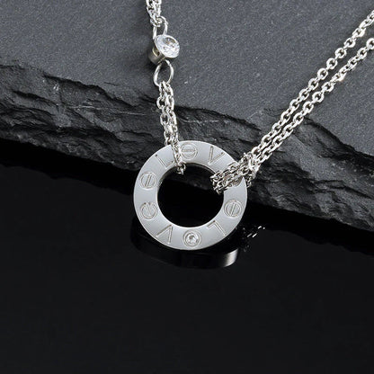 [⭐Glow]LOVE NECKLACE 16MM 2 DIAMONDS