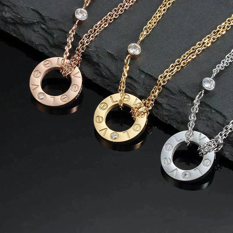 [⭐Glow]LOVE NECKLACE 16MM 2 DIAMONDS