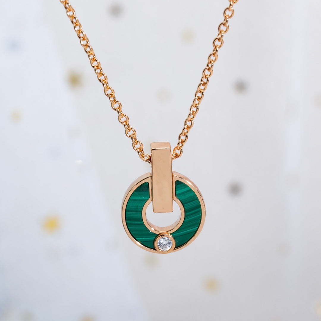 [⭐Glow]GARI NECKLACE PINK GOLD MALACHITE