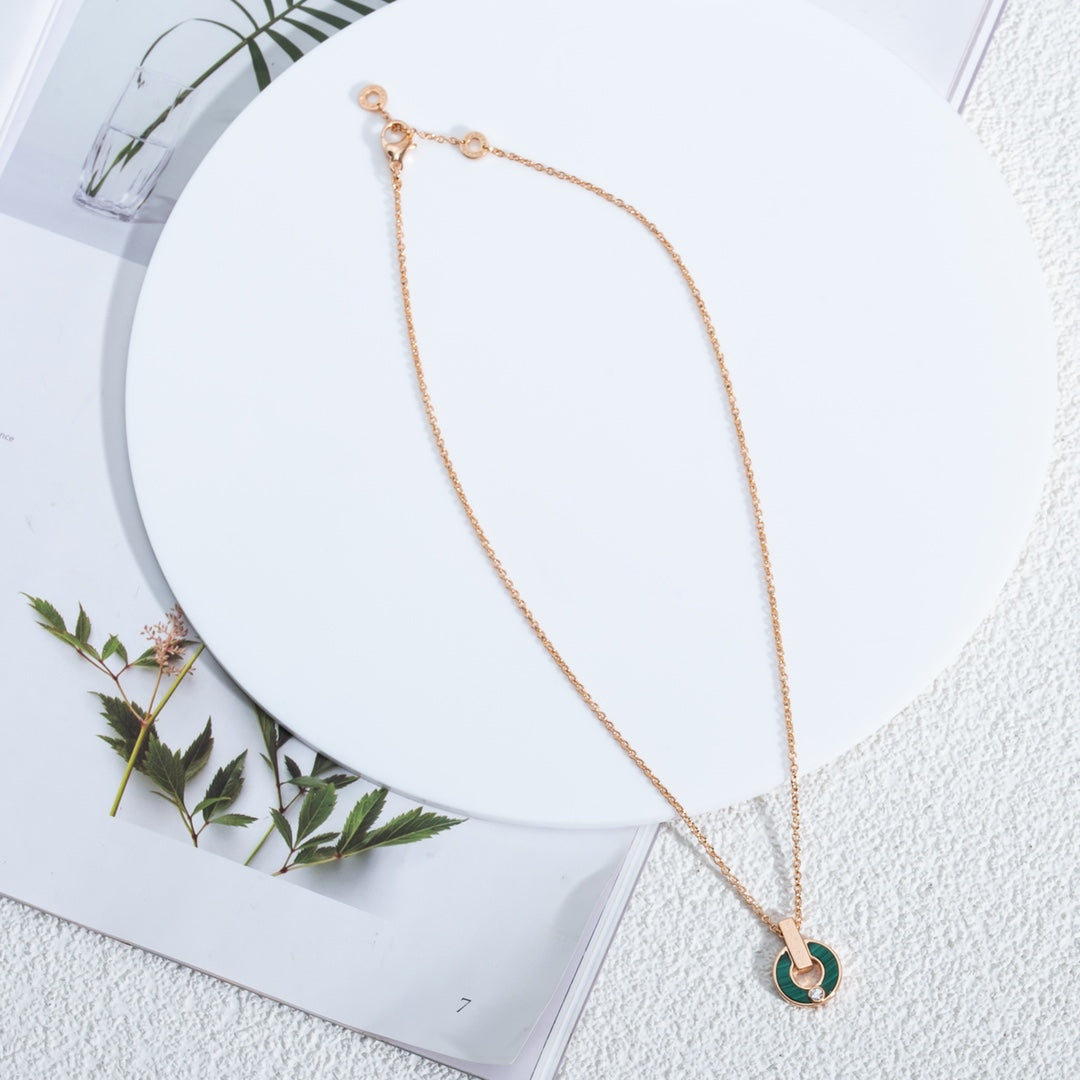 [⭐Glow]GARI NECKLACE PINK GOLD MALACHITE