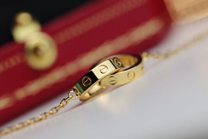 [⭐Glow]LOVE NECKLACE DOUBLE RING GOLD