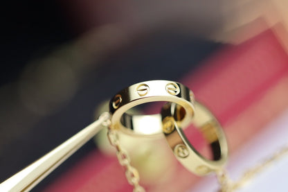 [⭐Glow]LOVE NECKLACE DOUBLE RING GOLD