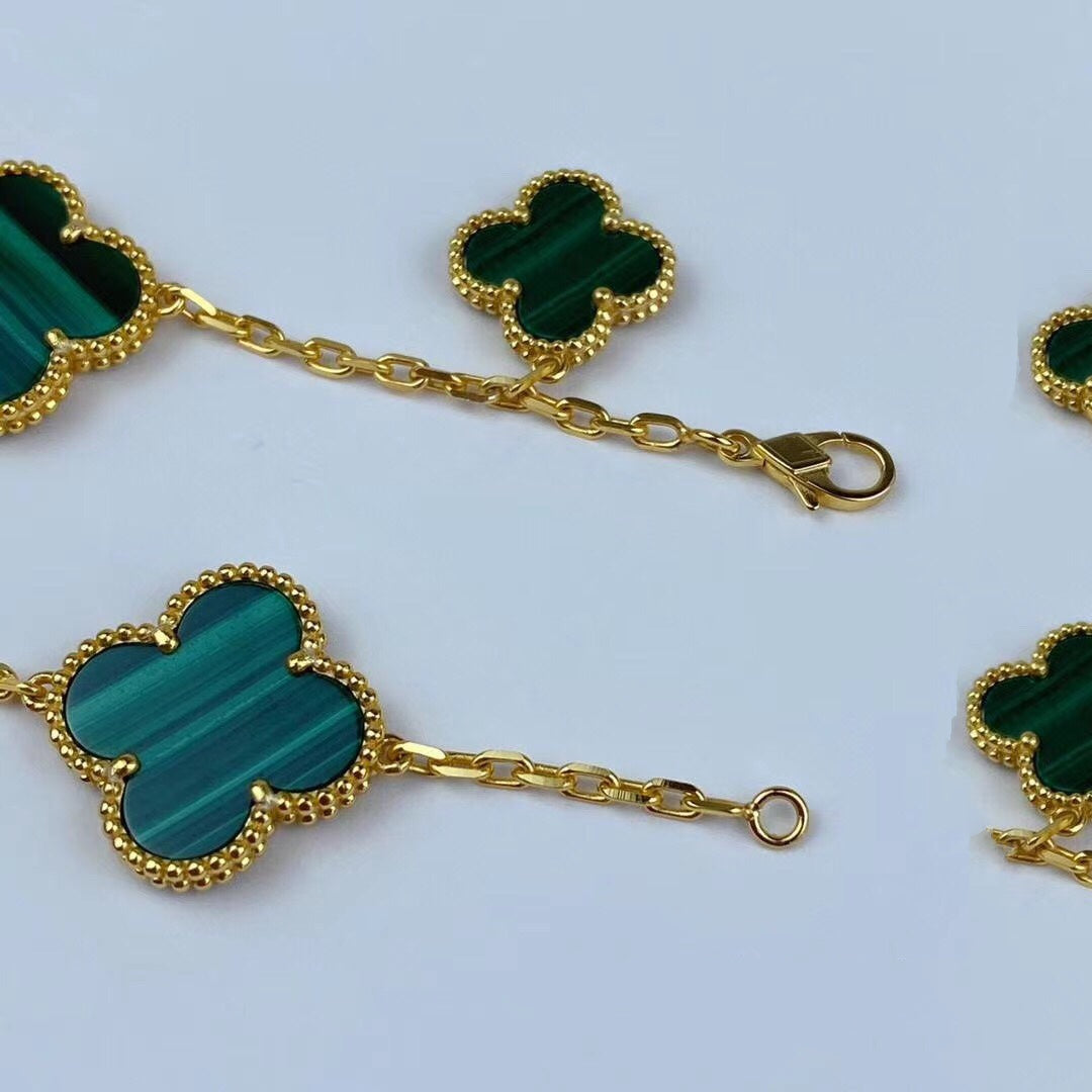 [⭐Glow]MAGIC CLOVER MALACHITE GOLD BRACELET 5 MOTIFS