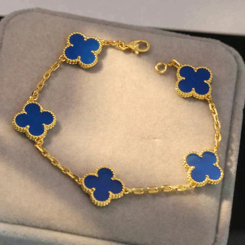 [⭐Glow] CLOVER 5 MOTIF BLUE AGATE BRACELET COLLECTION