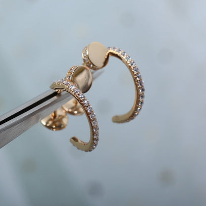 [⭐Glow]JUSTE EARRINGS 12.75MM PINK GOLD DIAMOND