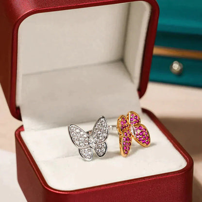 [⭐Glow]TWIN BUTTERFLY DIAMOND RING