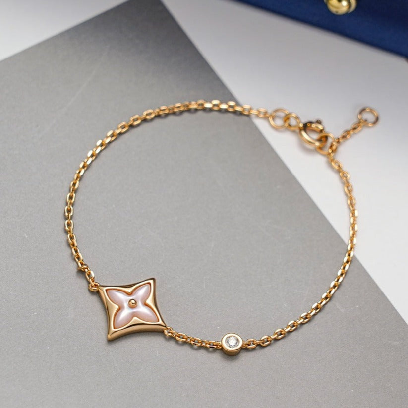 [⭐Glow]STAR 1 DIAMOND PINK GOLD BRACELET