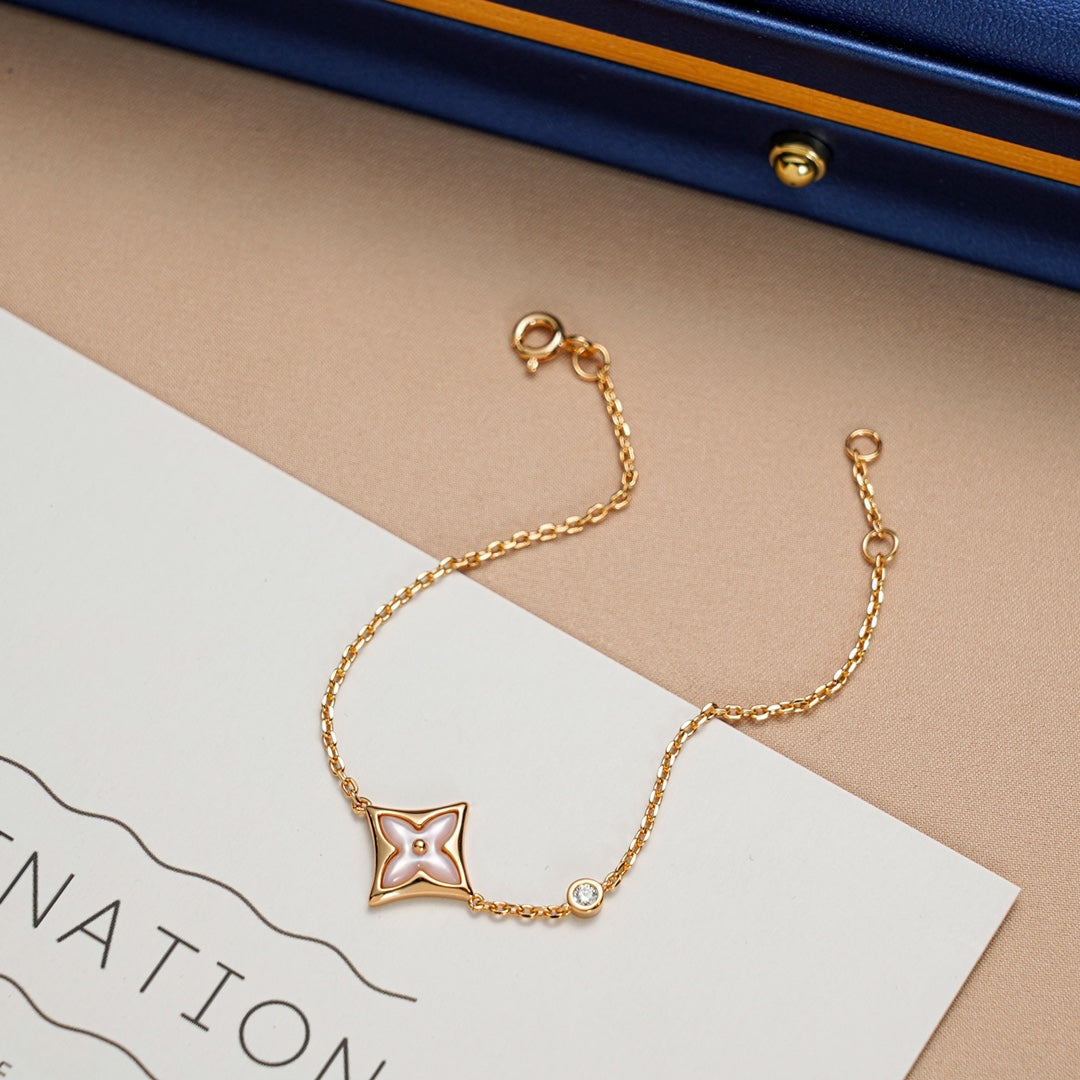 [⭐Glow]STAR 1 DIAMOND PINK GOLD BRACELET