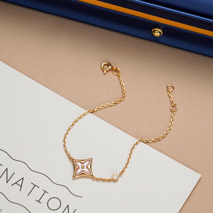[⭐Glow]STAR 1 DIAMOND PINK GOLD BRACELET