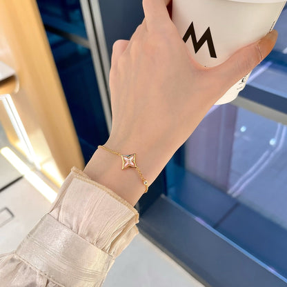 [⭐Glow]STAR 1 DIAMOND PINK GOLD BRACELET