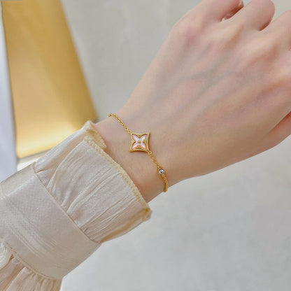 [⭐Glow]STAR 1 DIAMOND PINK GOLD BRACELET
