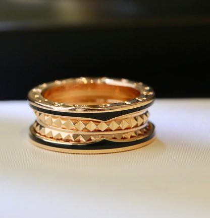 [⭐Glow]ZERO 1 PINK GOLD BLACK CERAMIC RING