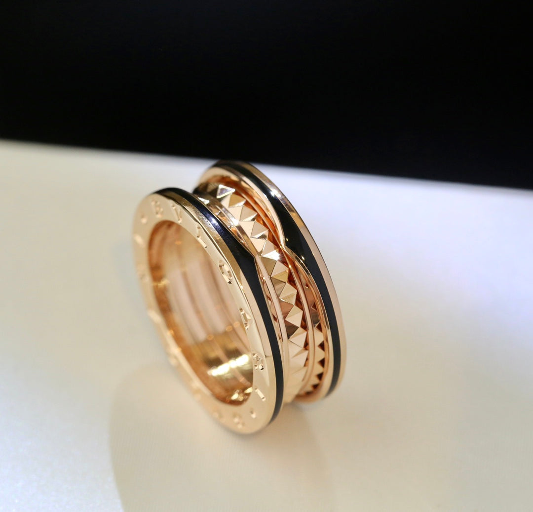 [⭐Glow]ZERO 1 PINK GOLD BLACK CERAMIC RING