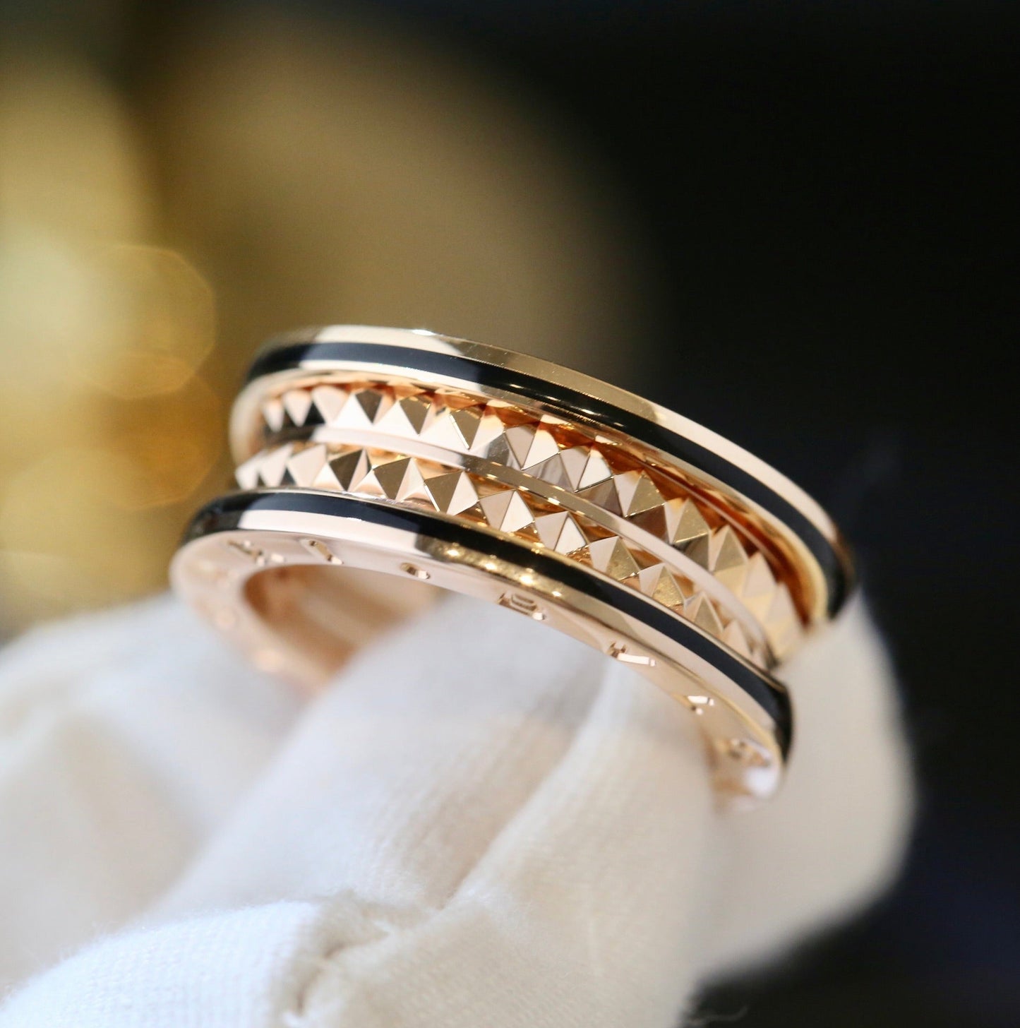 [⭐Glow]ZERO 1 PINK GOLD BLACK CERAMIC RING