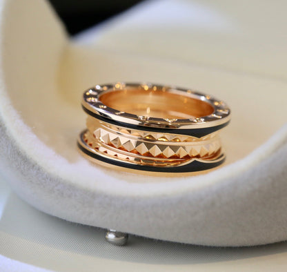 [⭐Glow]ZERO 1 PINK GOLD BLACK CERAMIC RING