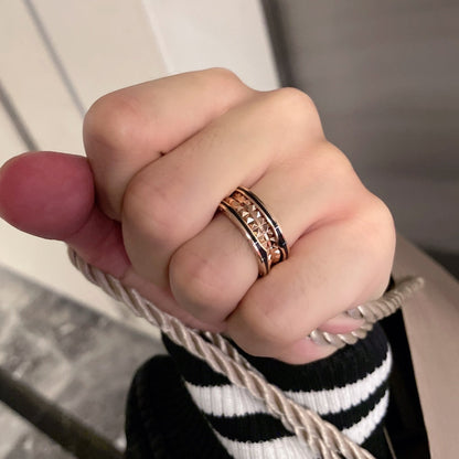 [⭐Glow]ZERO 1 PINK GOLD BLACK CERAMIC RING