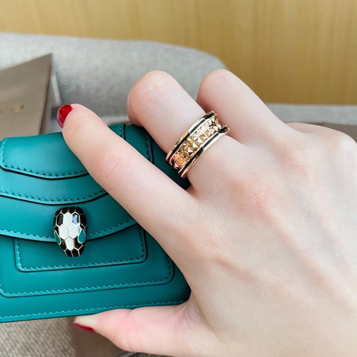 [⭐Glow]ZERO 1 PINK GOLD BLACK CERAMIC RING
