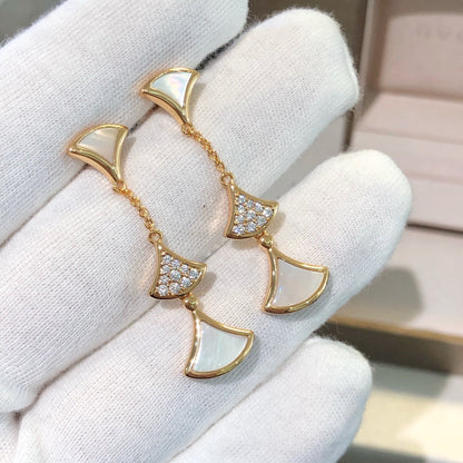 [⭐Glow]DREAM EARRINGS 3 MOTIFS DIAMOND MOP PINK GOLD