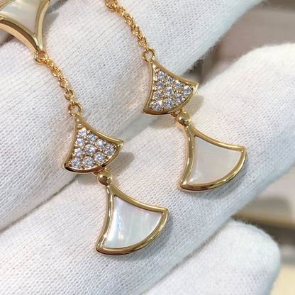 [⭐Glow]DREAM EARRINGS 3 MOTIFS DIAMOND MOP PINK GOLD