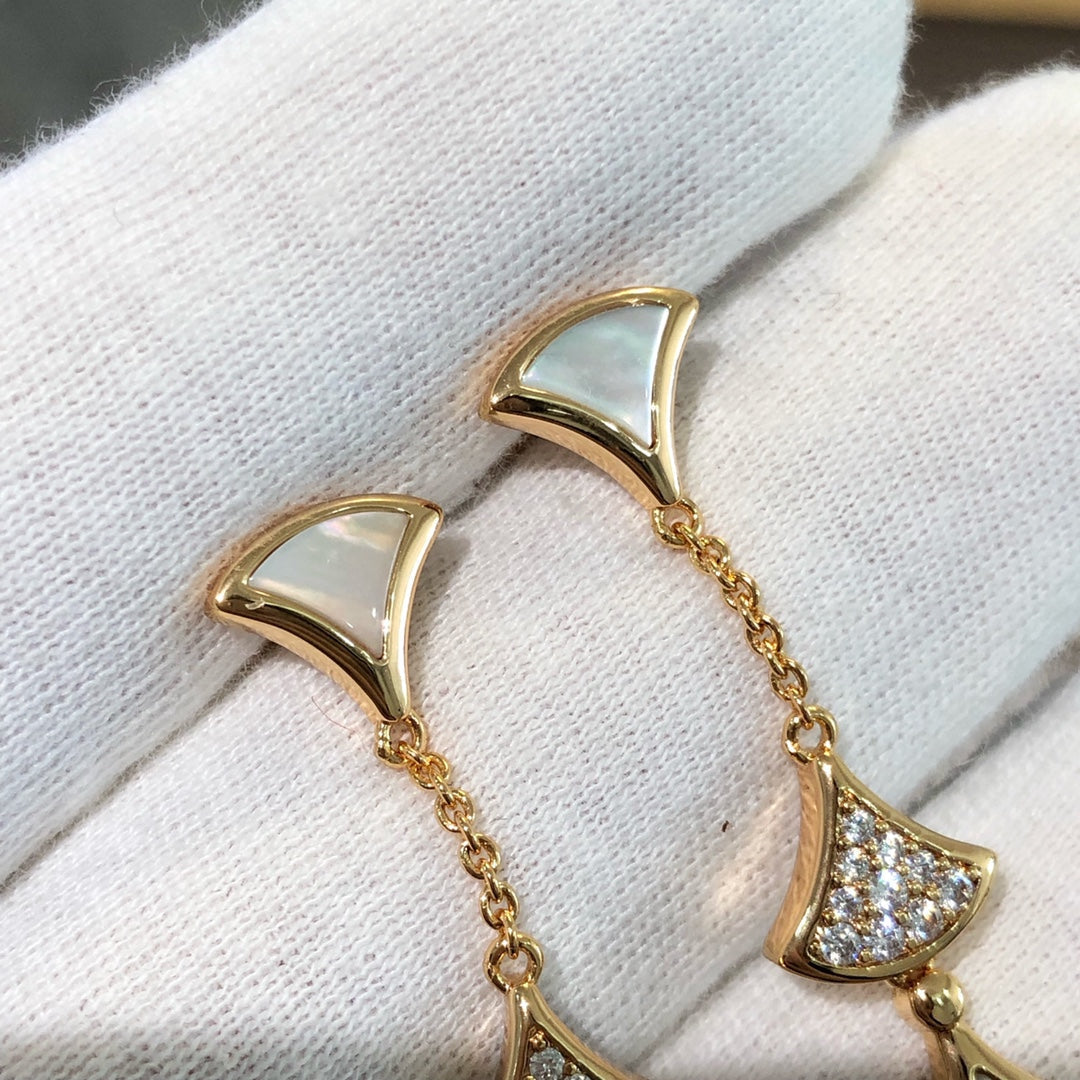 [⭐Glow]DREAM EARRINGS 3 MOTIFS DIAMOND MOP PINK GOLD