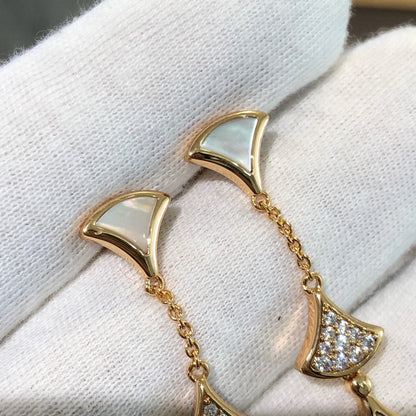 [⭐Glow]DREAM EARRINGS 3 MOTIFS DIAMOND MOP PINK GOLD