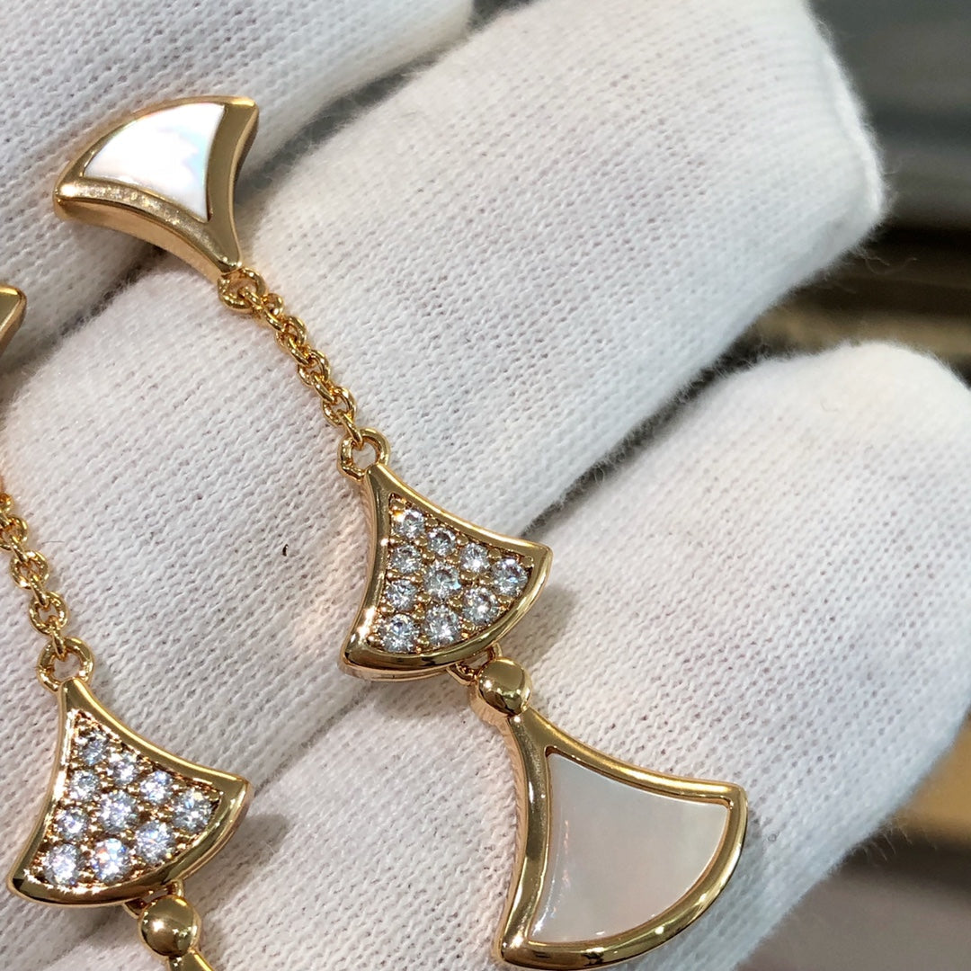 [⭐Glow]DREAM EARRINGS 3 MOTIFS DIAMOND MOP PINK GOLD