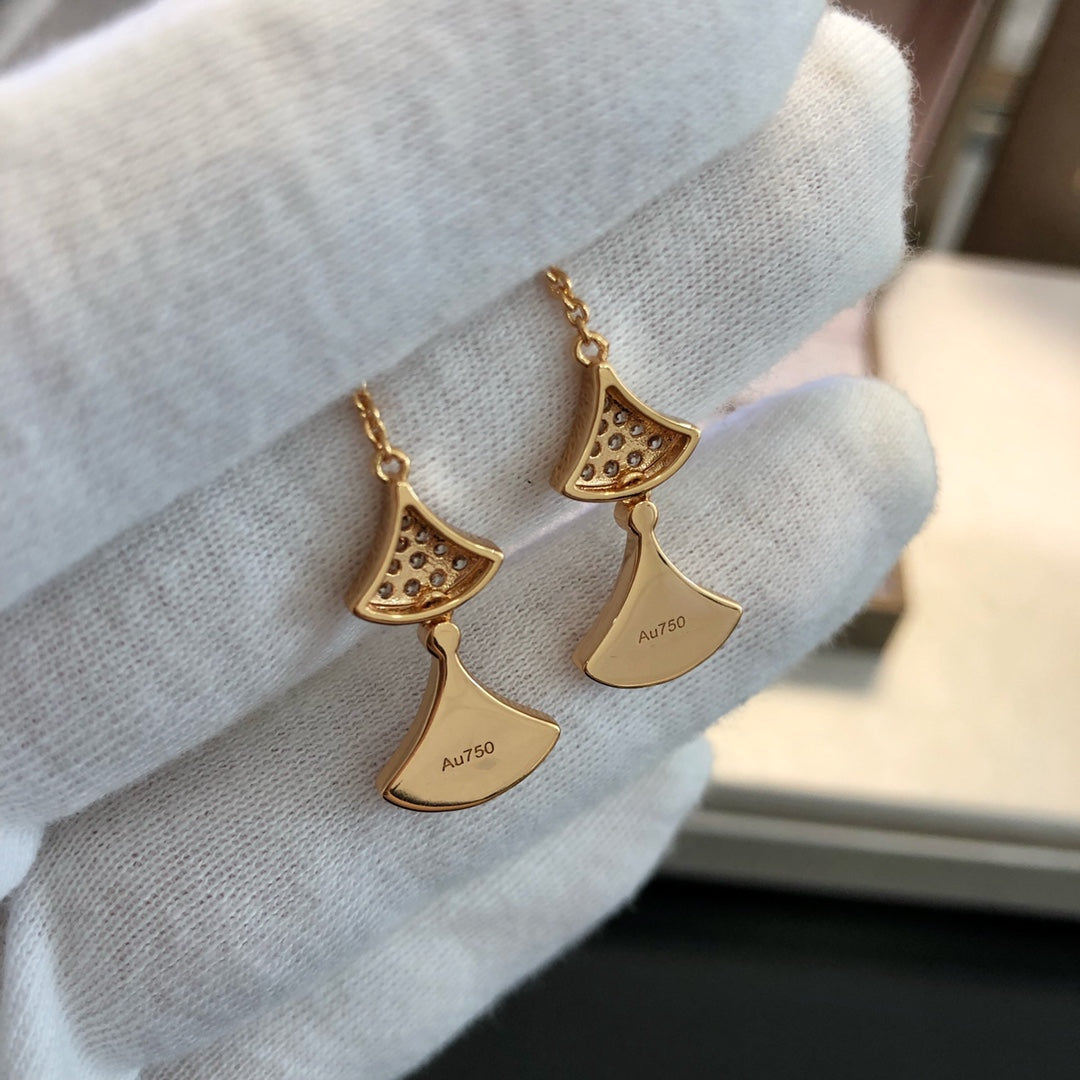 [⭐Glow]DREAM EARRINGS 3 MOTIFS DIAMOND MOP PINK GOLD