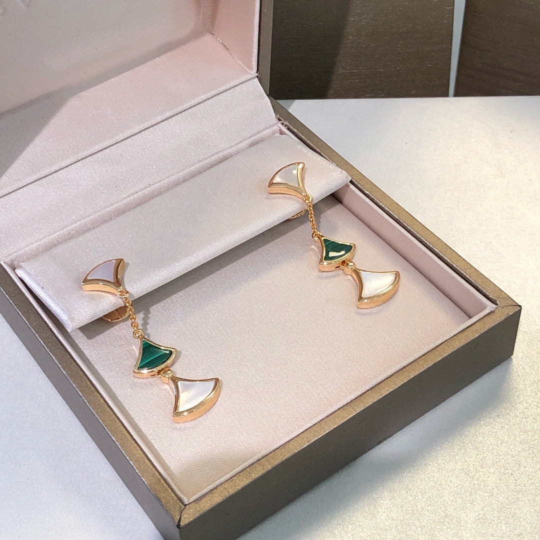 [⭐Glow]DREAM EARRINGS 3 MOTIFS MALACHITE MOP PINK GOLD
