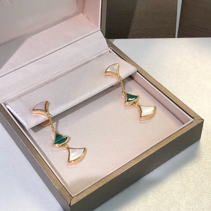[⭐Glow]DREAM EARRINGS 3 MOTIFS MALACHITE MOP PINK GOLD