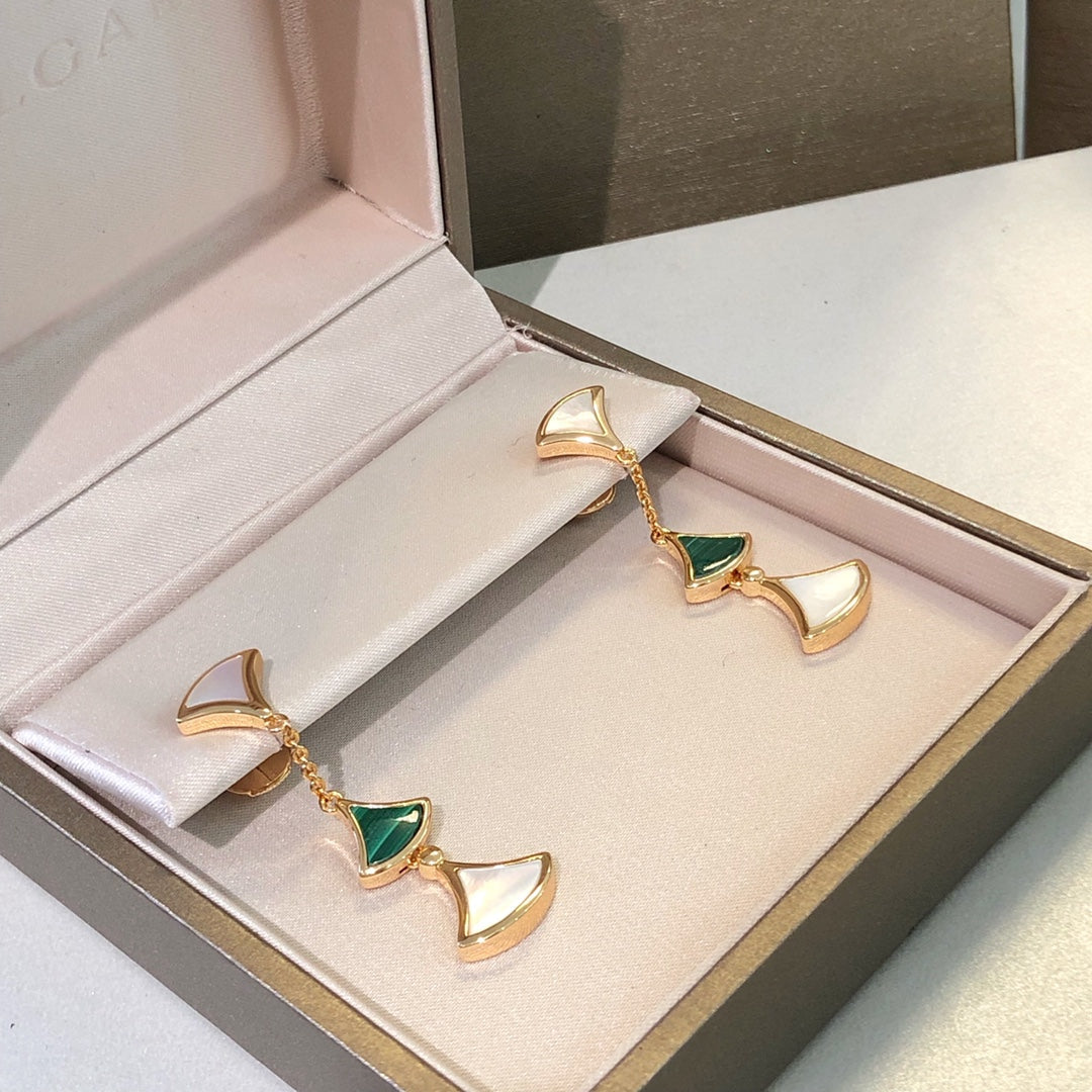 [⭐Glow]DREAM EARRINGS 3 MOTIFS MALACHITE MOP PINK GOLD