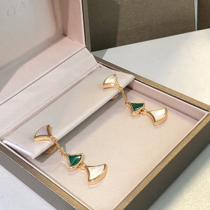 [⭐Glow]DREAM EARRINGS 3 MOTIFS MALACHITE MOP PINK GOLD