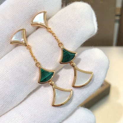 [⭐Glow]DREAM EARRINGS 3 MOTIFS MALACHITE MOP PINK GOLD