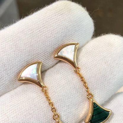 [⭐Glow]DREAM EARRINGS 3 MOTIFS MALACHITE MOP PINK GOLD