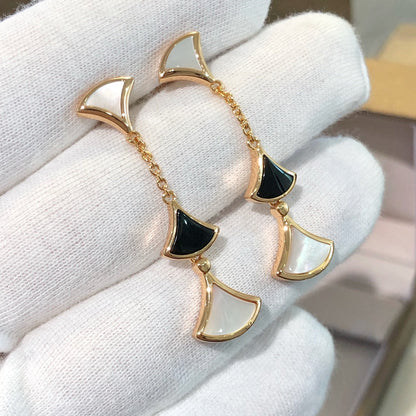 [⭐Glow]DREAM EARRINGS 3 MOTIFS ONYX MOP PINK GOLD