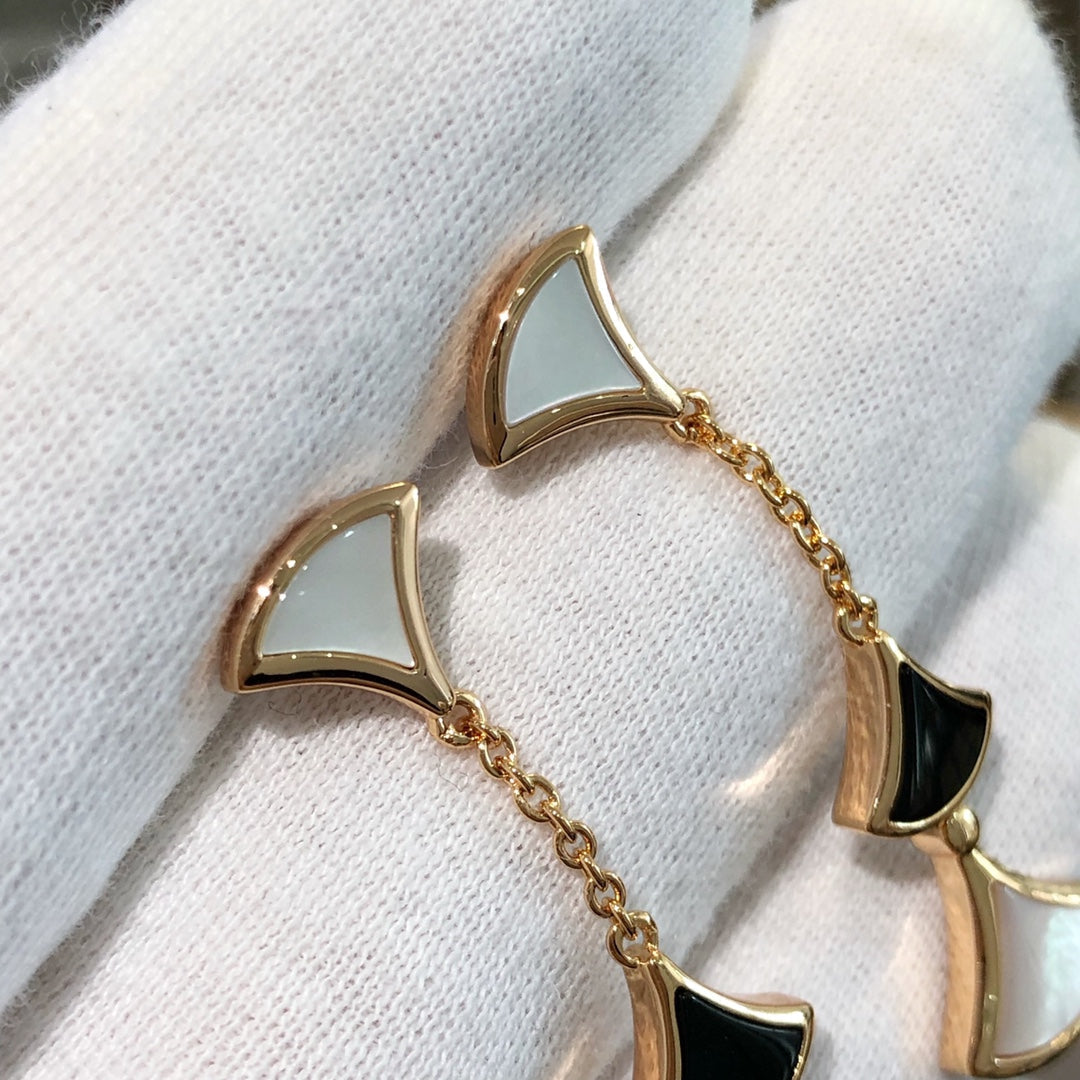 [⭐Glow]DREAM EARRINGS 3 MOTIFS ONYX MOP PINK GOLD