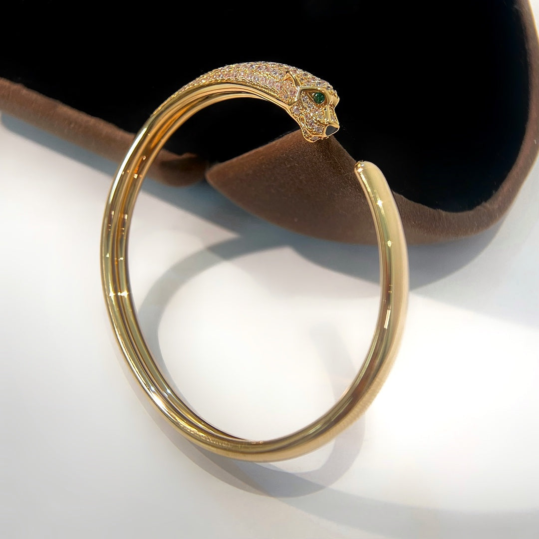 [⭐Glow]PANTHERE GOLD DIAMOND OPEN BRACELET