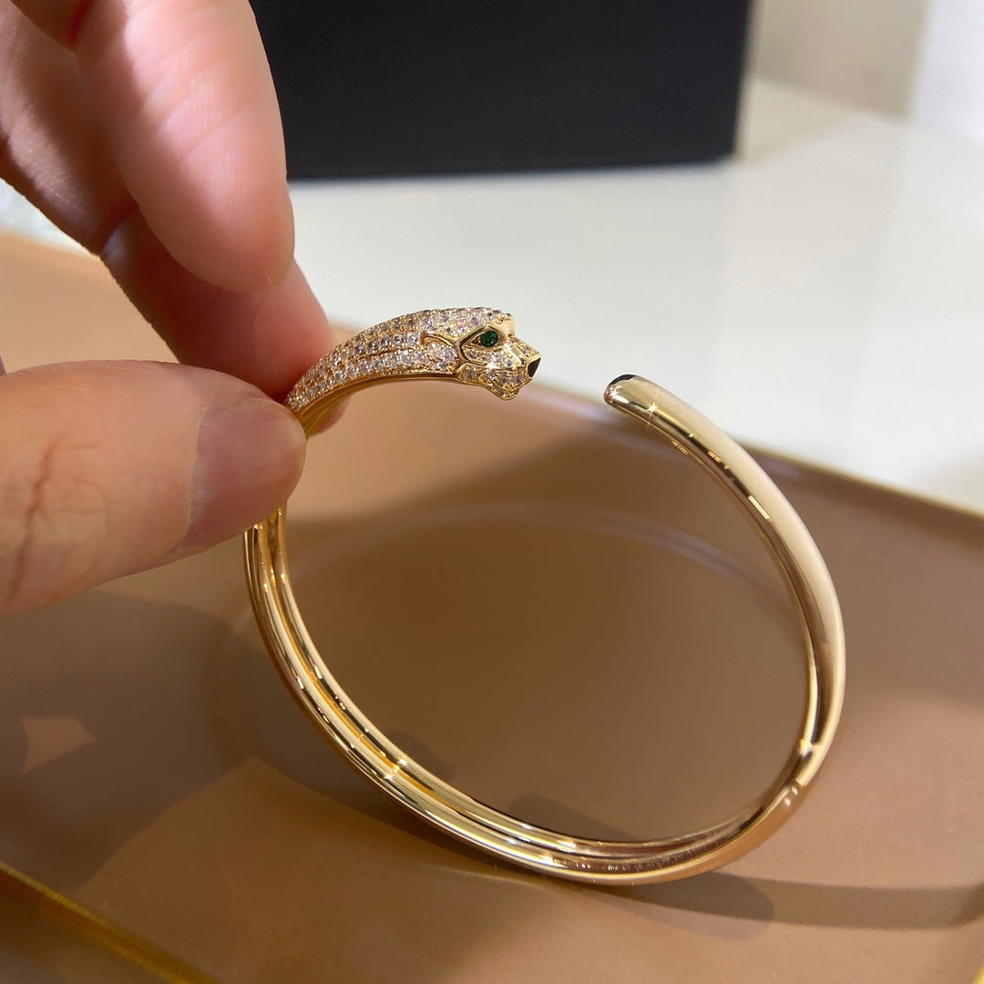 [⭐Glow]PANTHERE GOLD DIAMOND OPEN BRACELET