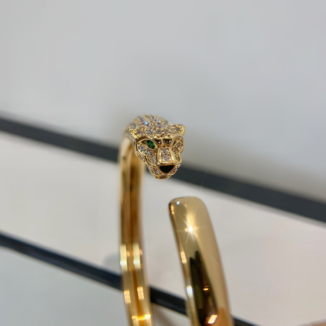 [⭐Glow]PANTHERE GOLD DIAMOND OPEN BRACELET