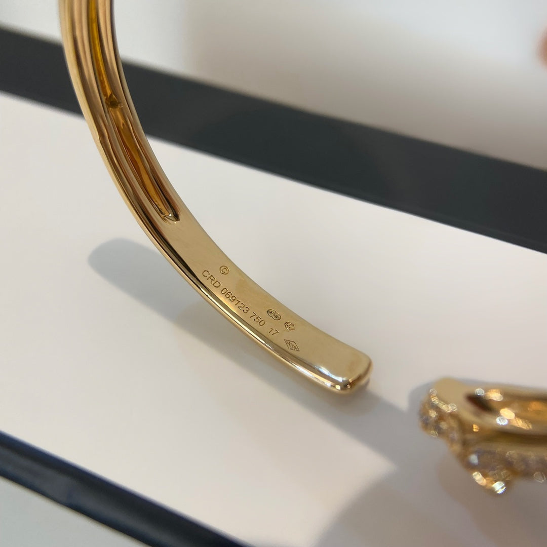 [⭐Glow]PANTHERE GOLD DIAMOND OPEN BRACELET