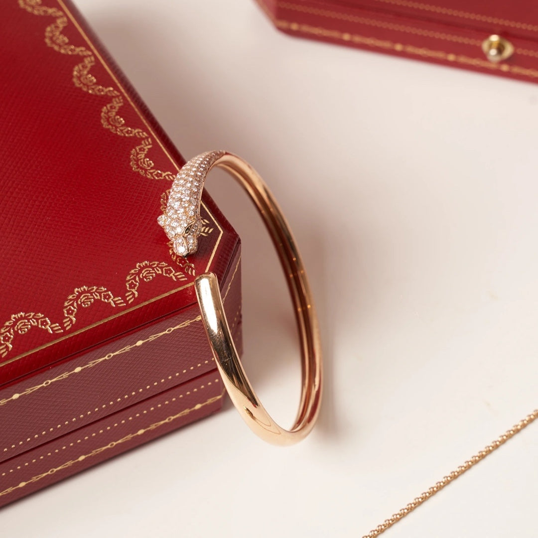 [⭐Glow]PANTHERE ROSE GOLD DIAMOND OPEN BRACELET