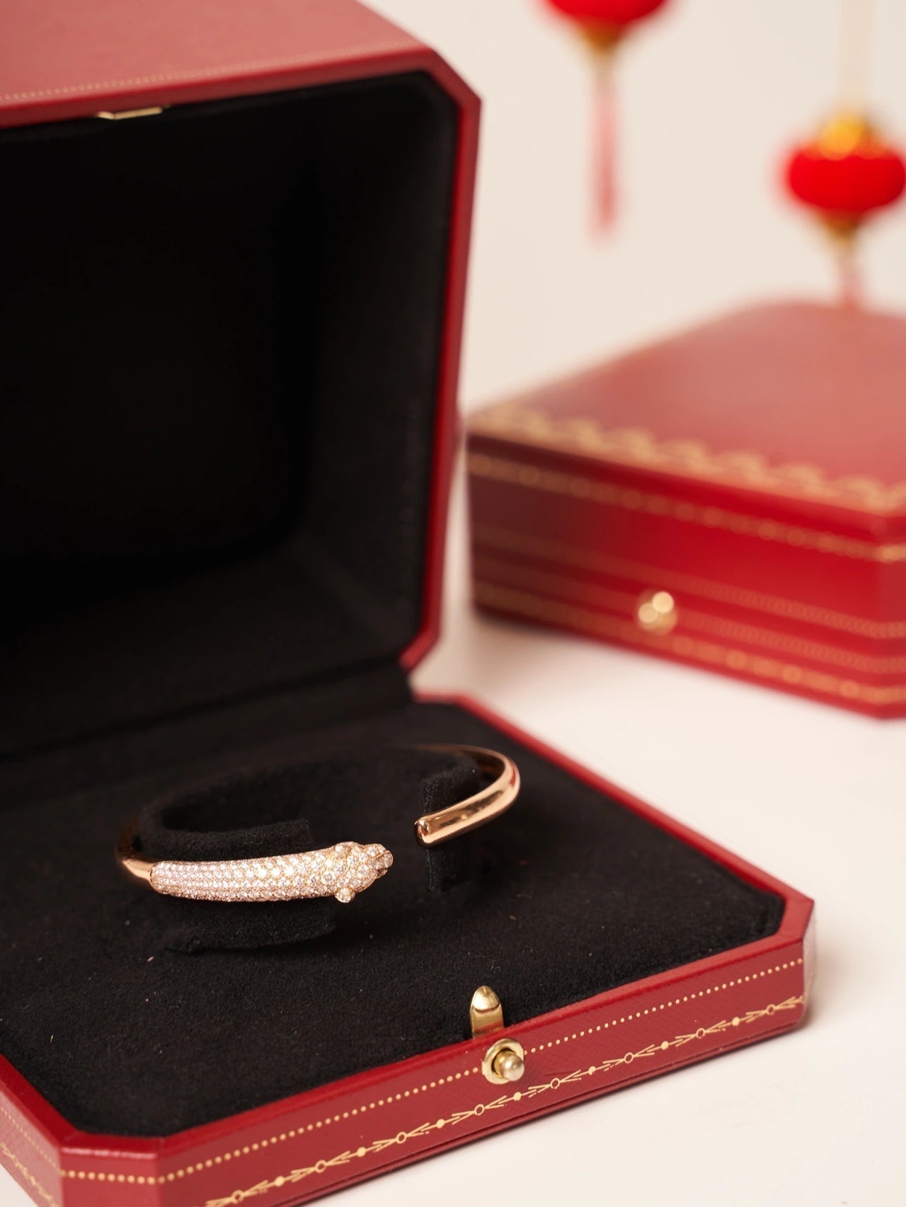 [⭐Glow]PANTHERE ROSE GOLD DIAMOND OPEN BRACELET