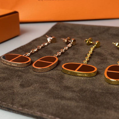 [⭐Glow]CHAINE VERSO BLACK CERAMIC EARRINGS
