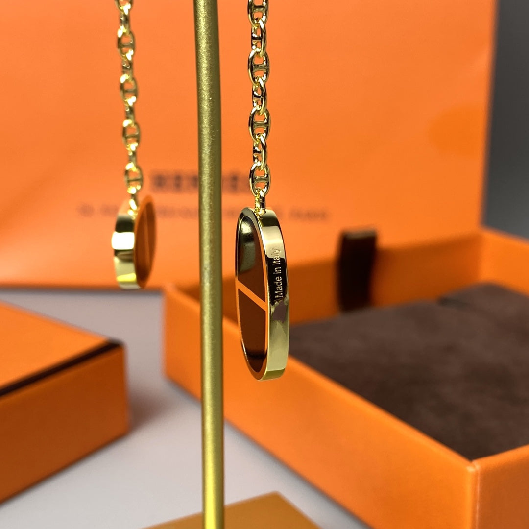 [⭐Glow]CHAINE VERSO BLACK CERAMIC EARRINGS