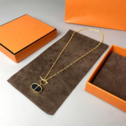 [⭐Glow]CHAINE VERSO BLACK CERAMIC NECKLACE