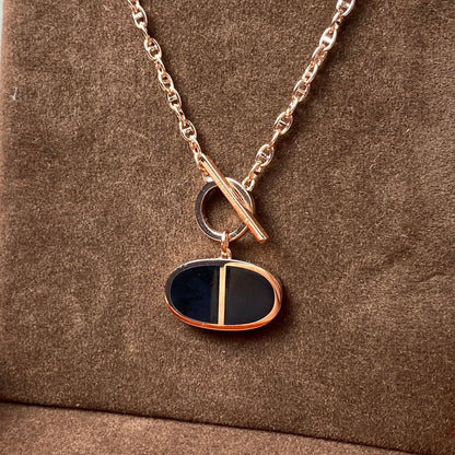 [⭐Glow]CHAINE VERSO BLACK CERAMIC NECKLACE