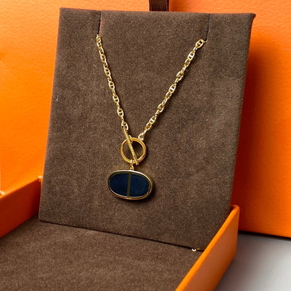 [⭐Glow]CHAINE VERSO BLACK CERAMIC NECKLACE