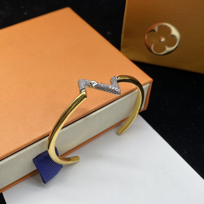 [⭐Glow]VOLTE UPSITE DOWN DIAMOND GOLD OPEN BRACELET