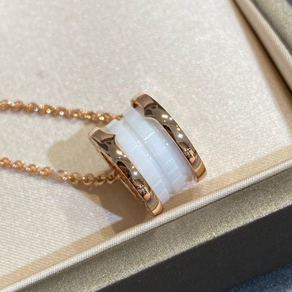 [⭐Glow]ZERO 1 WHITE CERAMIC PINK GOLD NECKLACE