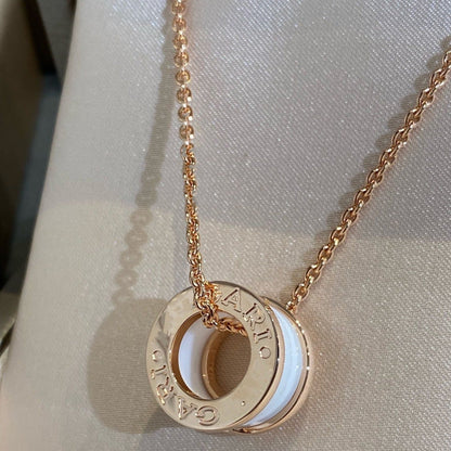 [⭐Glow]ZERO 1 WHITE CERAMIC PINK GOLD NECKLACE
