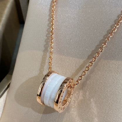 [⭐Glow]ZERO 1 WHITE CERAMIC PINK GOLD NECKLACE